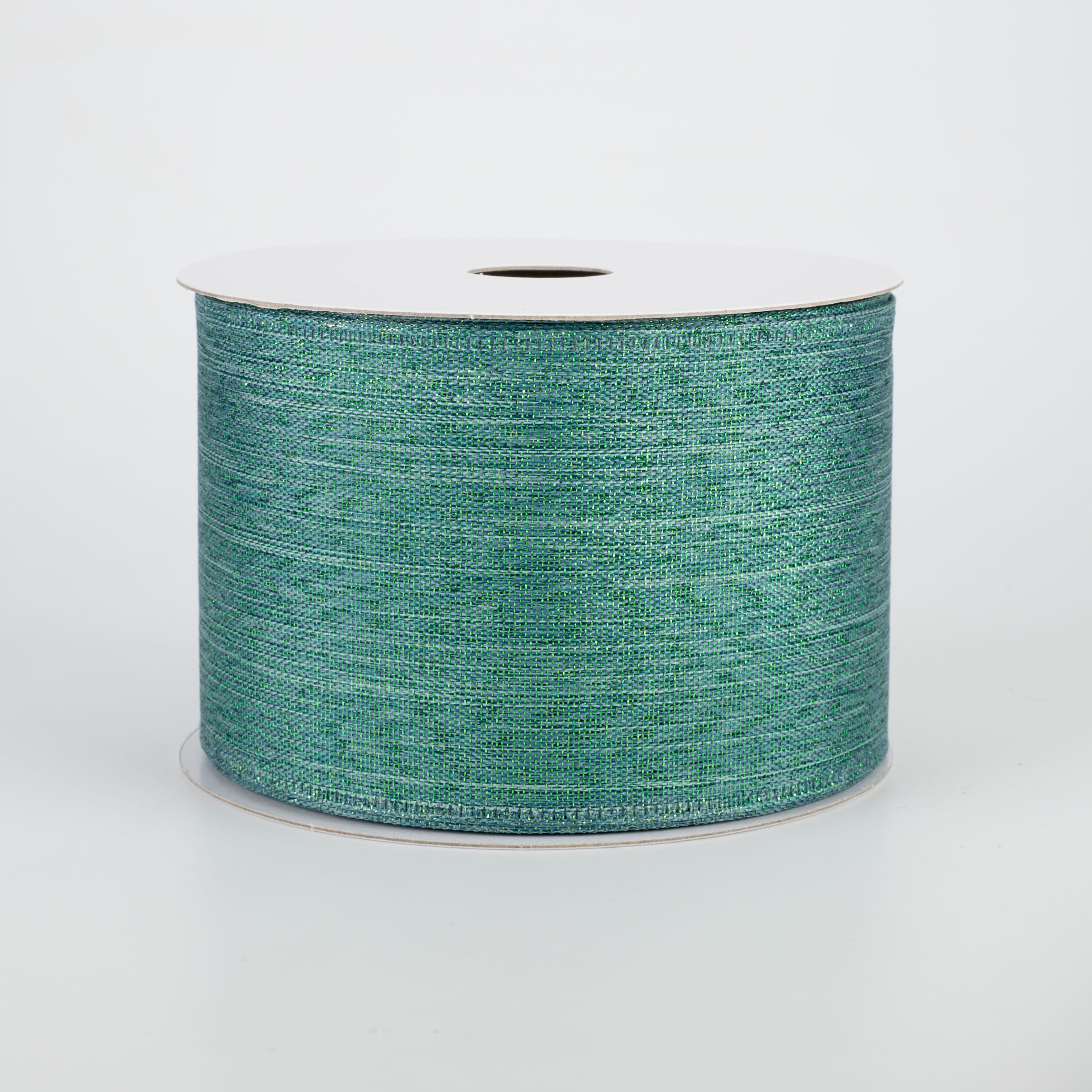 2.5" Woven Metallic Ribbon: Teal (10 Yards)