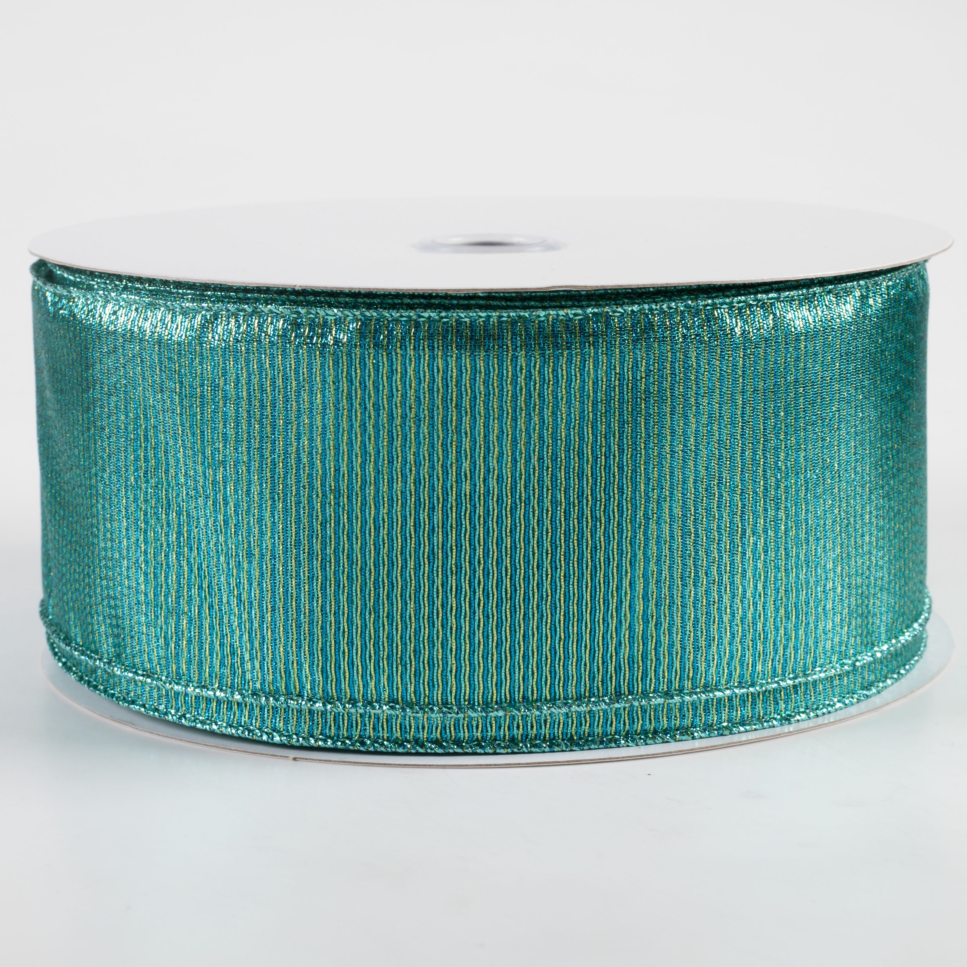 2.5" Woven Metallic Ribbon: Turquoise & Blue (50 Yards)