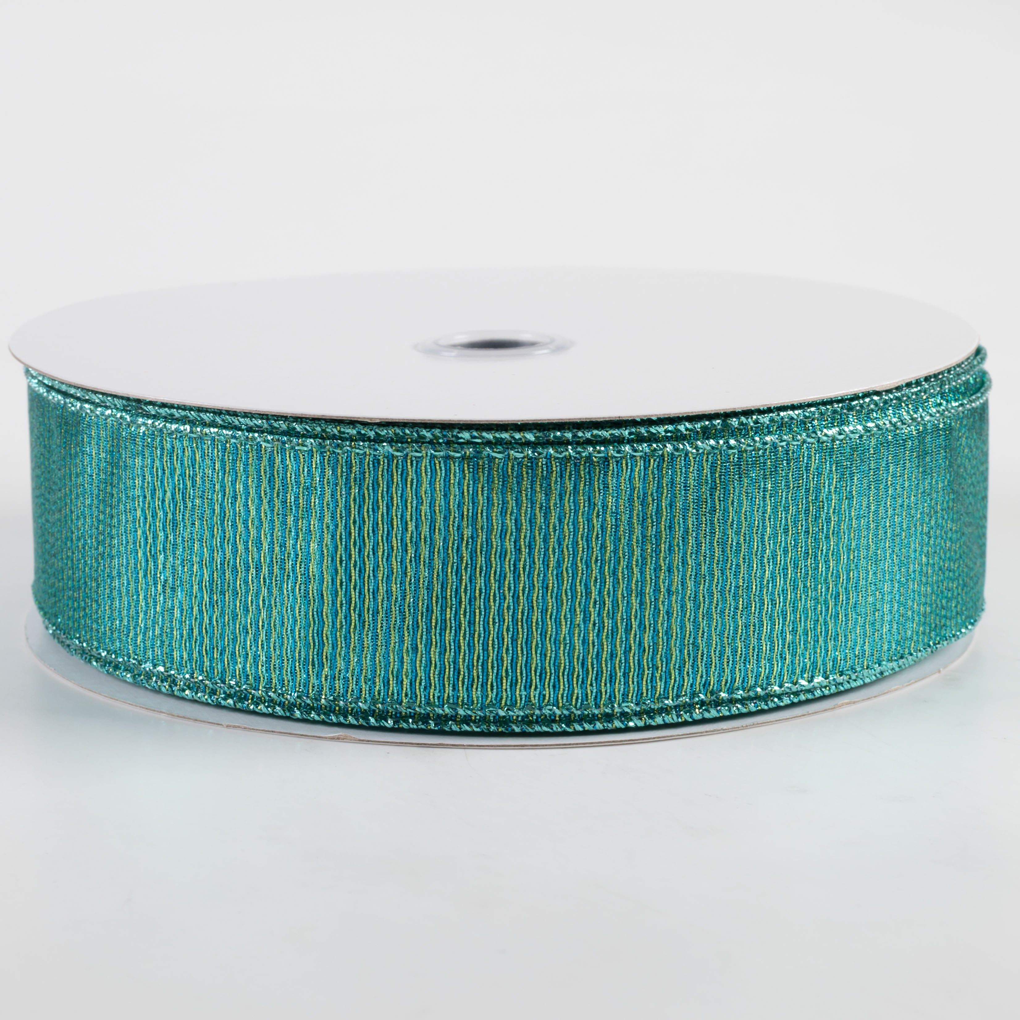 1.5" Woven Metallic Ribbon: Turquoise & Blue (50 Yards)