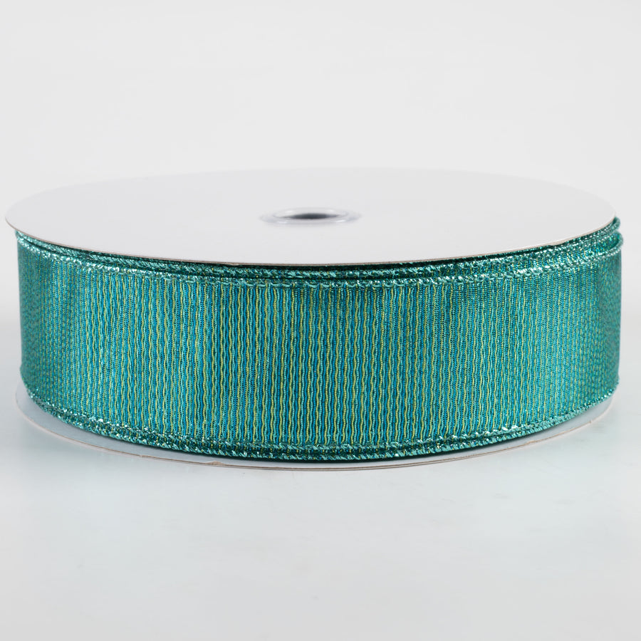 1.5" Woven Metallic Ribbon: Turquoise & Blue (50 Yards)