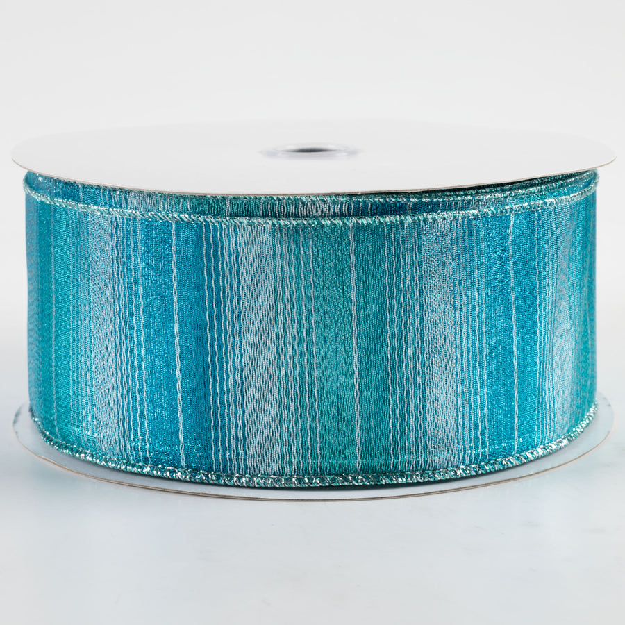 2.5" Woven Metallic Ribbon: Turquoise & Silver (50 Yards)
