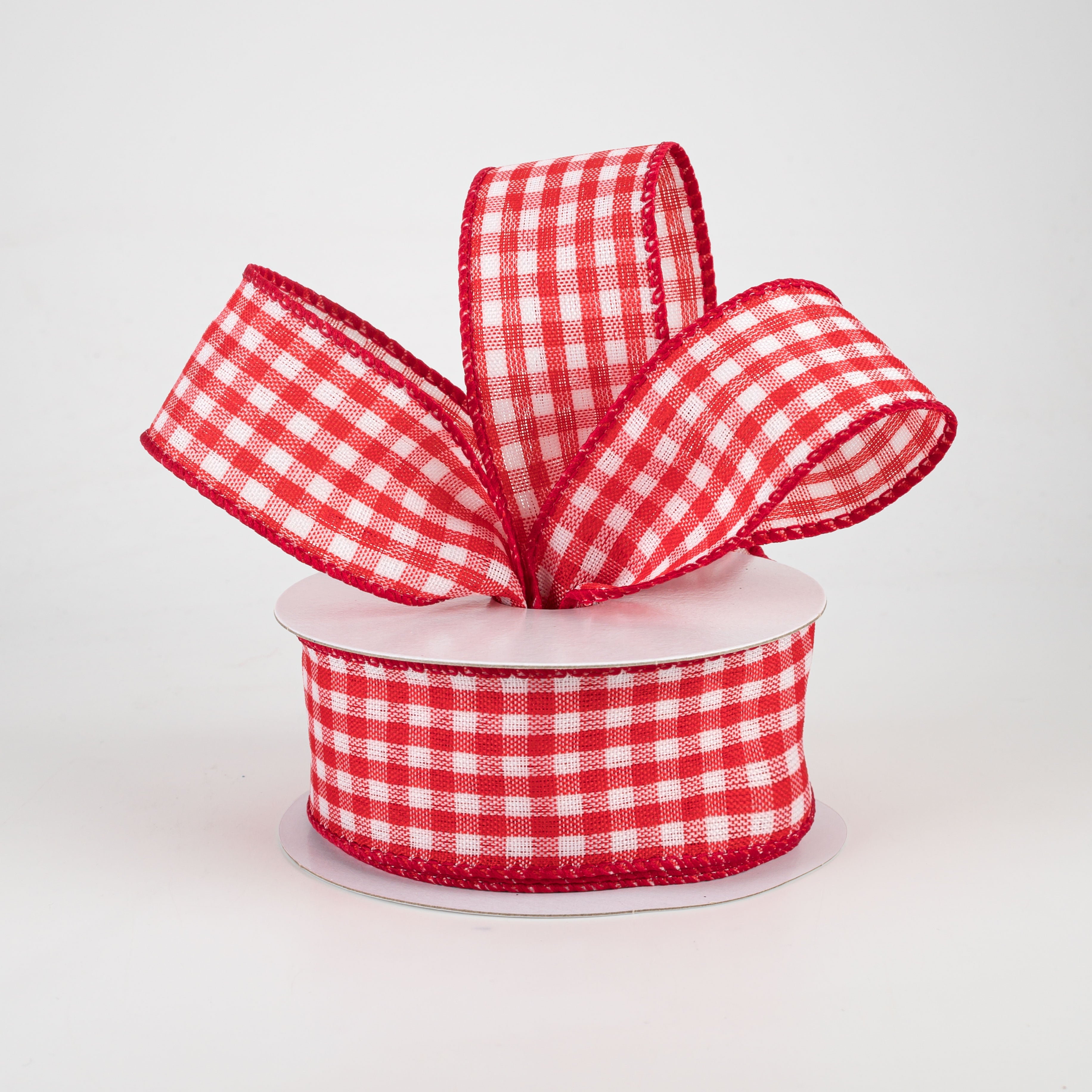 1.5" Woven Mini Buffalo Plaid Ribbon: Red & White (10 Yards) Lifestyle Photo