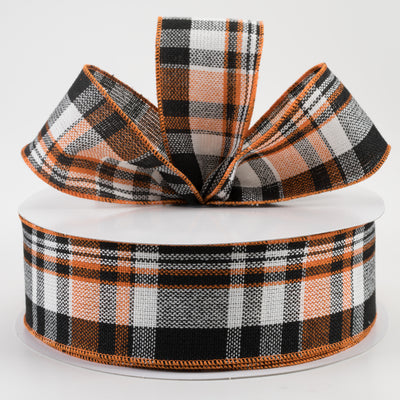 2.5" Woven Plaid Ribbon: Black, Orange, White (50 Yards) Lifestyle Photo