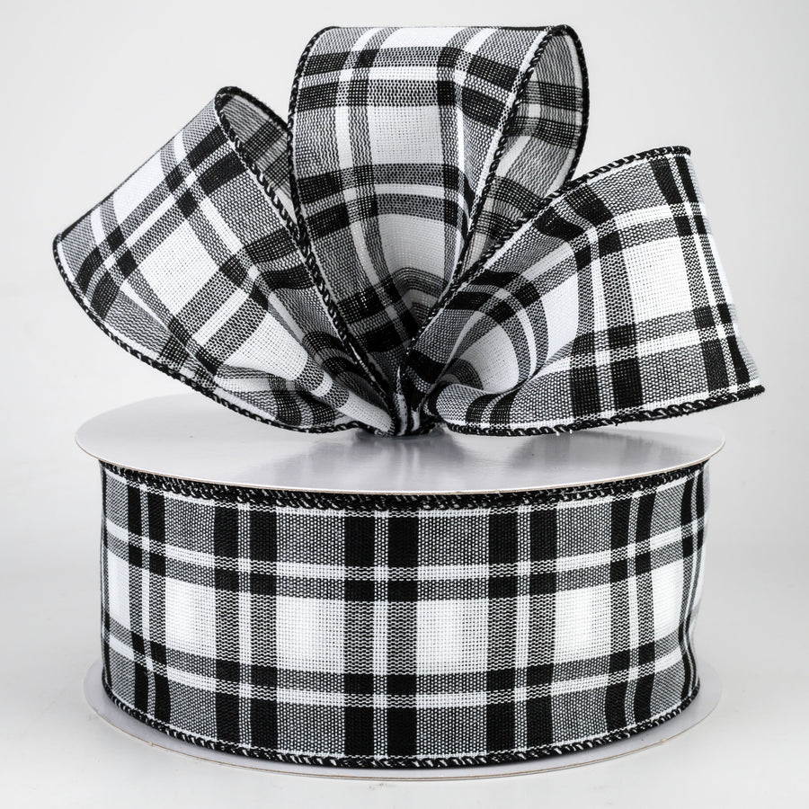 2.5" Woven Plaid Ribbon: White & Black (50 Yards) Lifestyle Photo