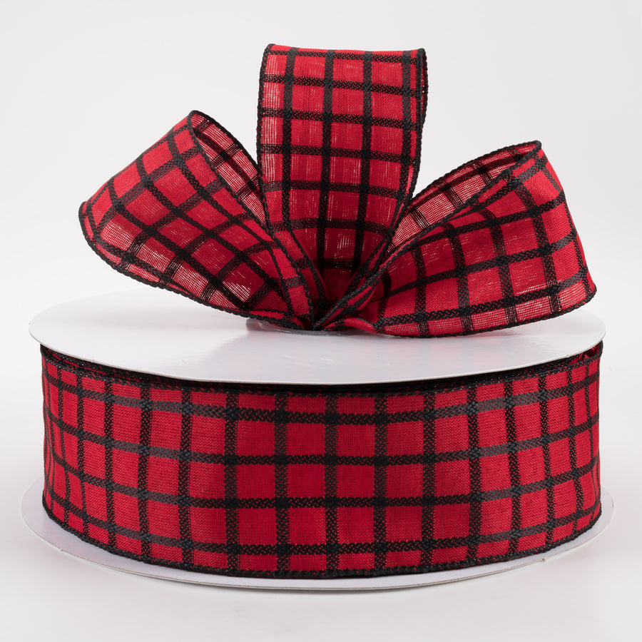 2.5" Woven Trellis Ribbon: Black on Red (50 Yards) Lifestyle Photo