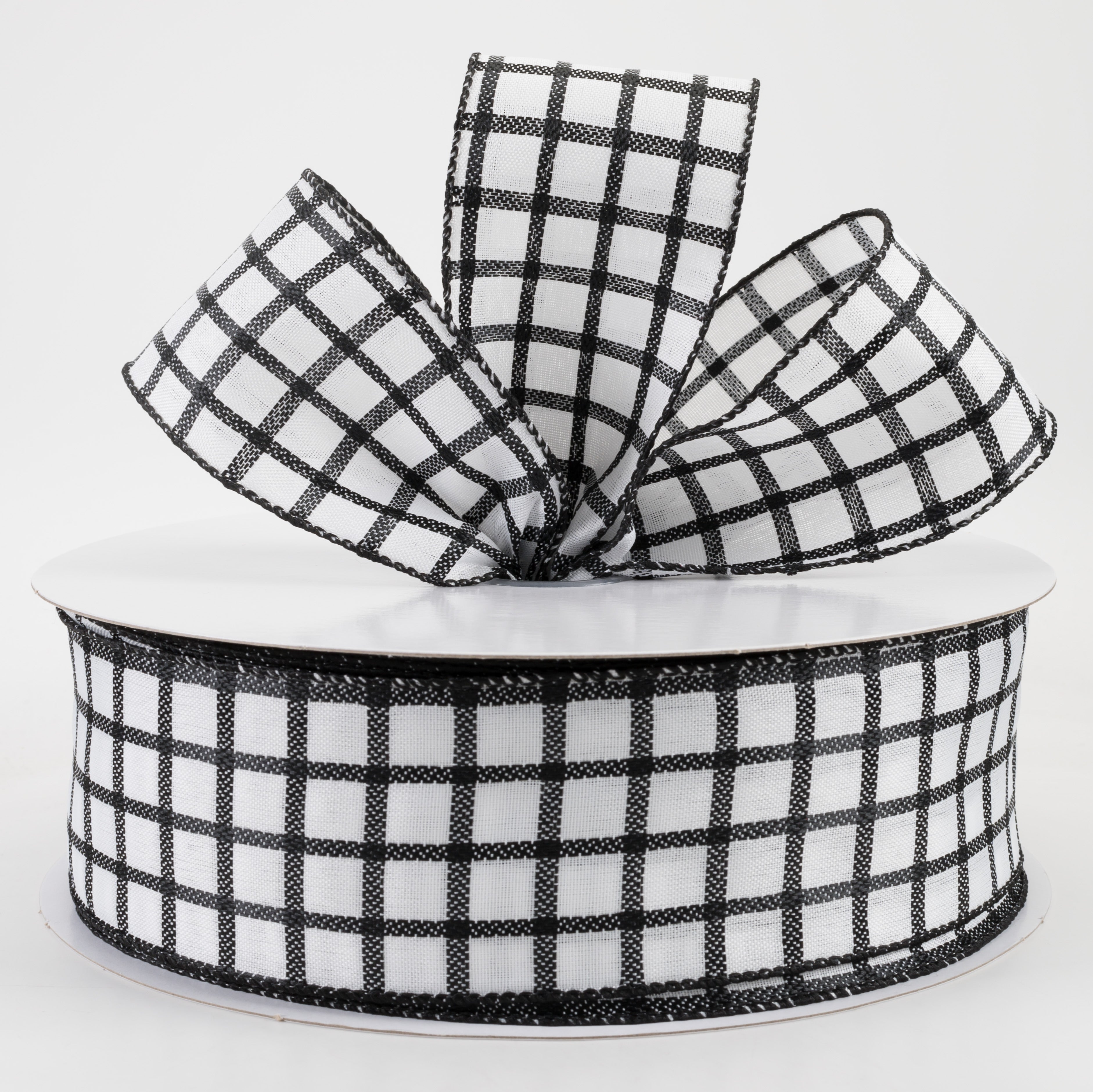 2.5" Woven Trellis Ribbon: Black on White (50 Yards) Lifestyle Photo