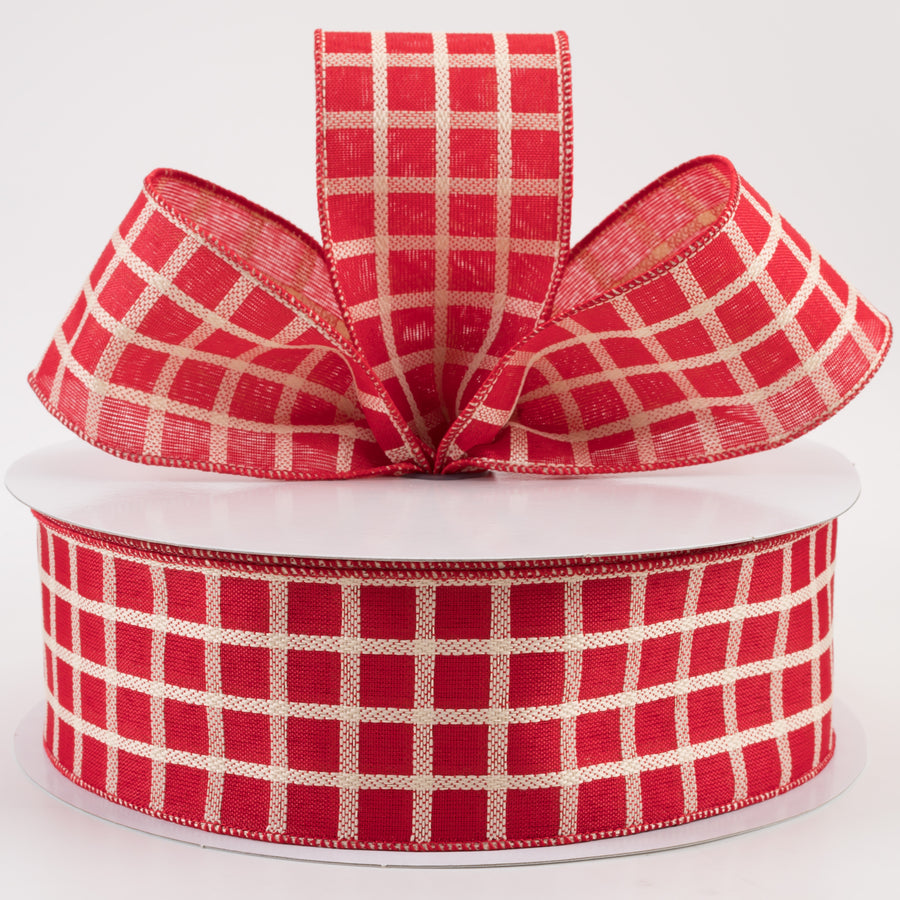 2.5" Woven Trellis Ribbon: Cream on Red (50 Yards) Lifestyle Photo