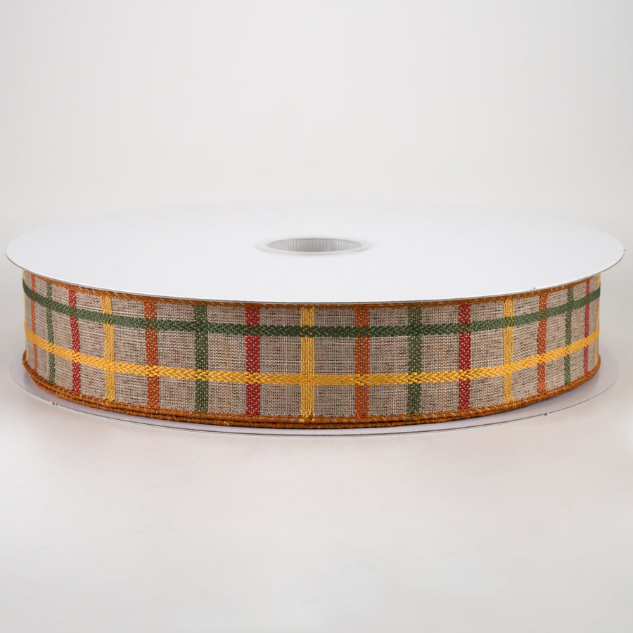 1.5" Woven Trellis Ribbon: Natural, Orange, Yellow, Moss (50 Yards)