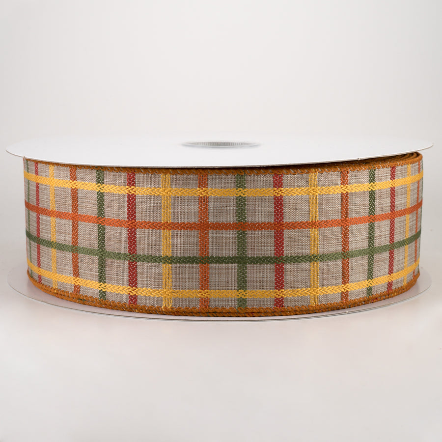 2.5" Woven Trellis Ribbon: Natural, Orange, Yellow, Moss (50 Yards)