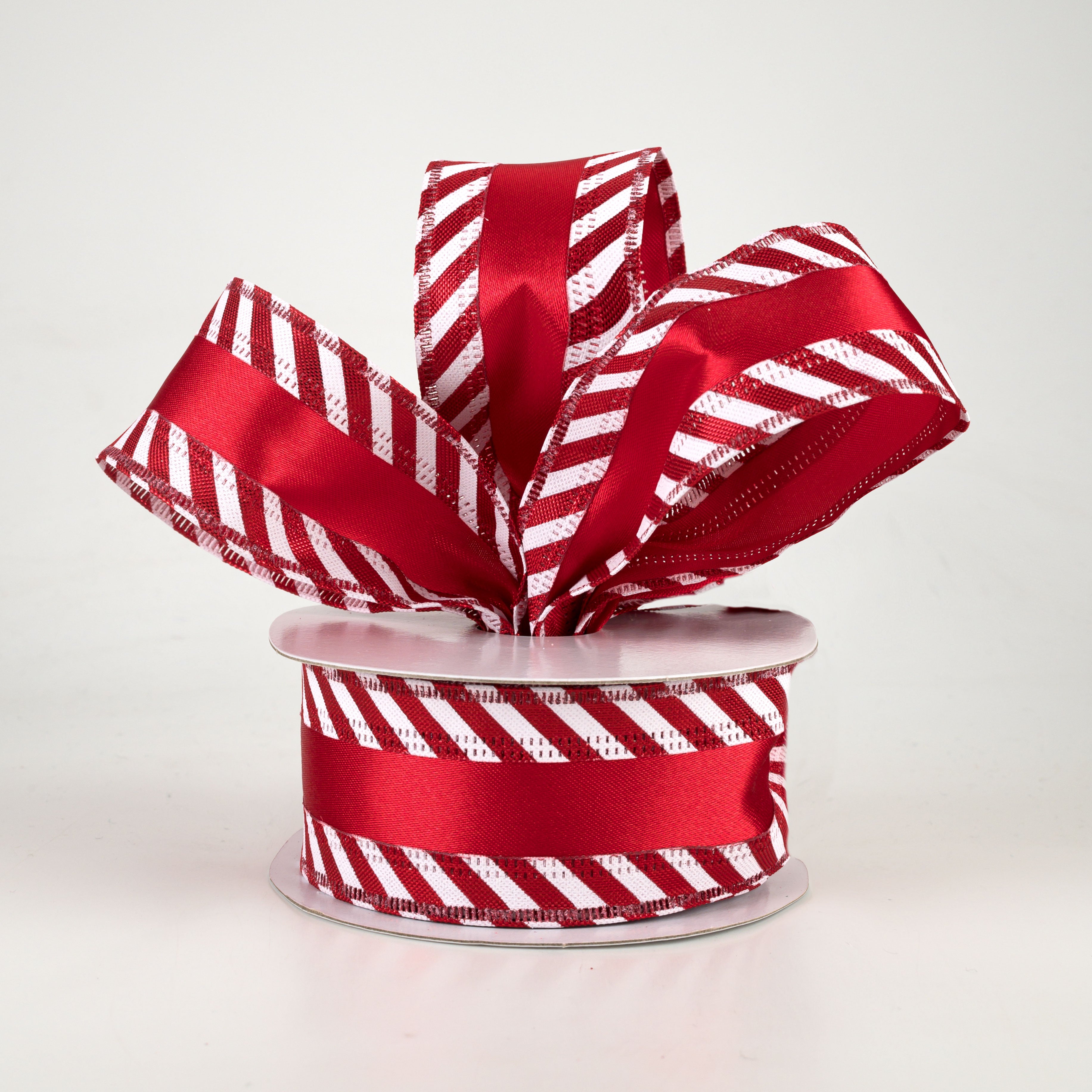 1.5" Metallic Edge Ribbon: Candy Cane (10 Yards)