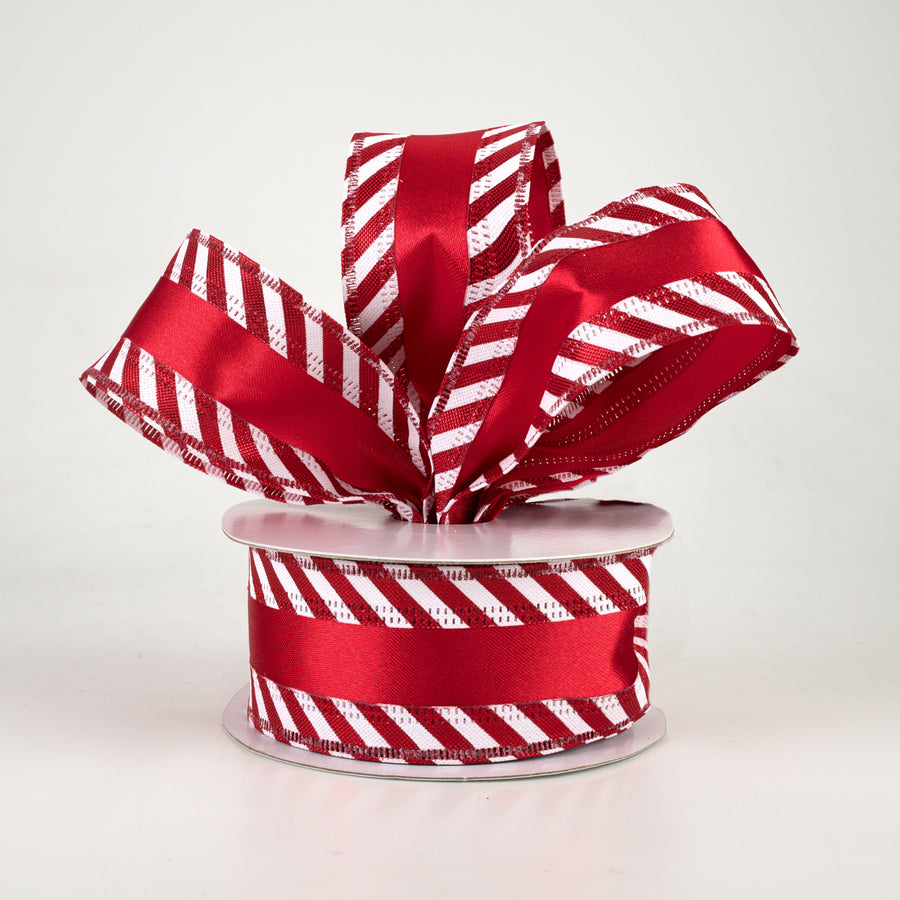 1.5" Metallic Edge Ribbon: Candy Cane (10 Yards)