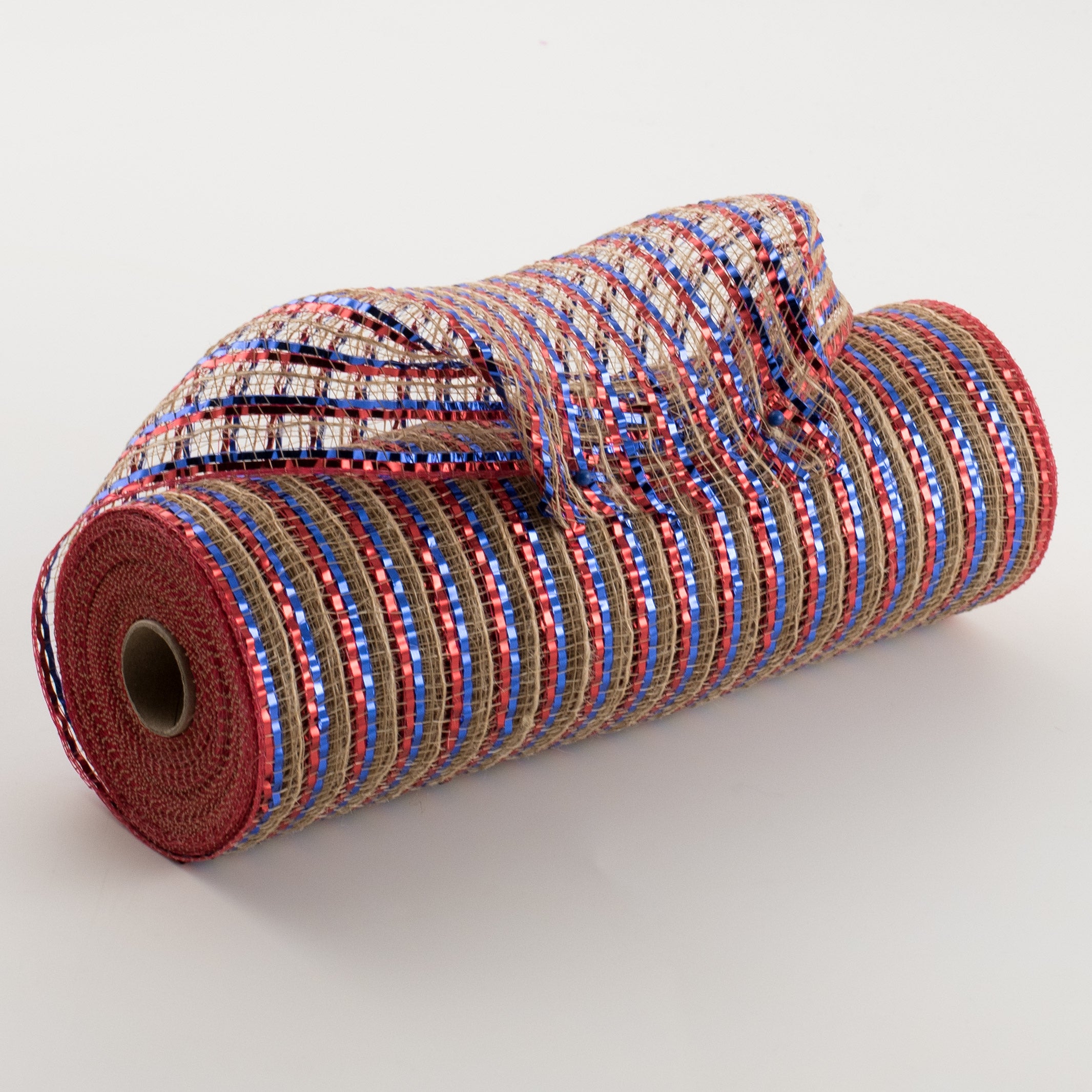 10" All Foil Thin Stripes Mesh: Red, Natural, Blue