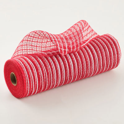 10" Fabric Mesh With Stripes: Red & White