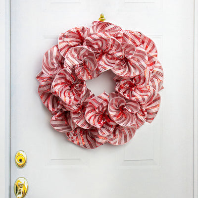10" Candy Cane Woven Mesh: Red & White