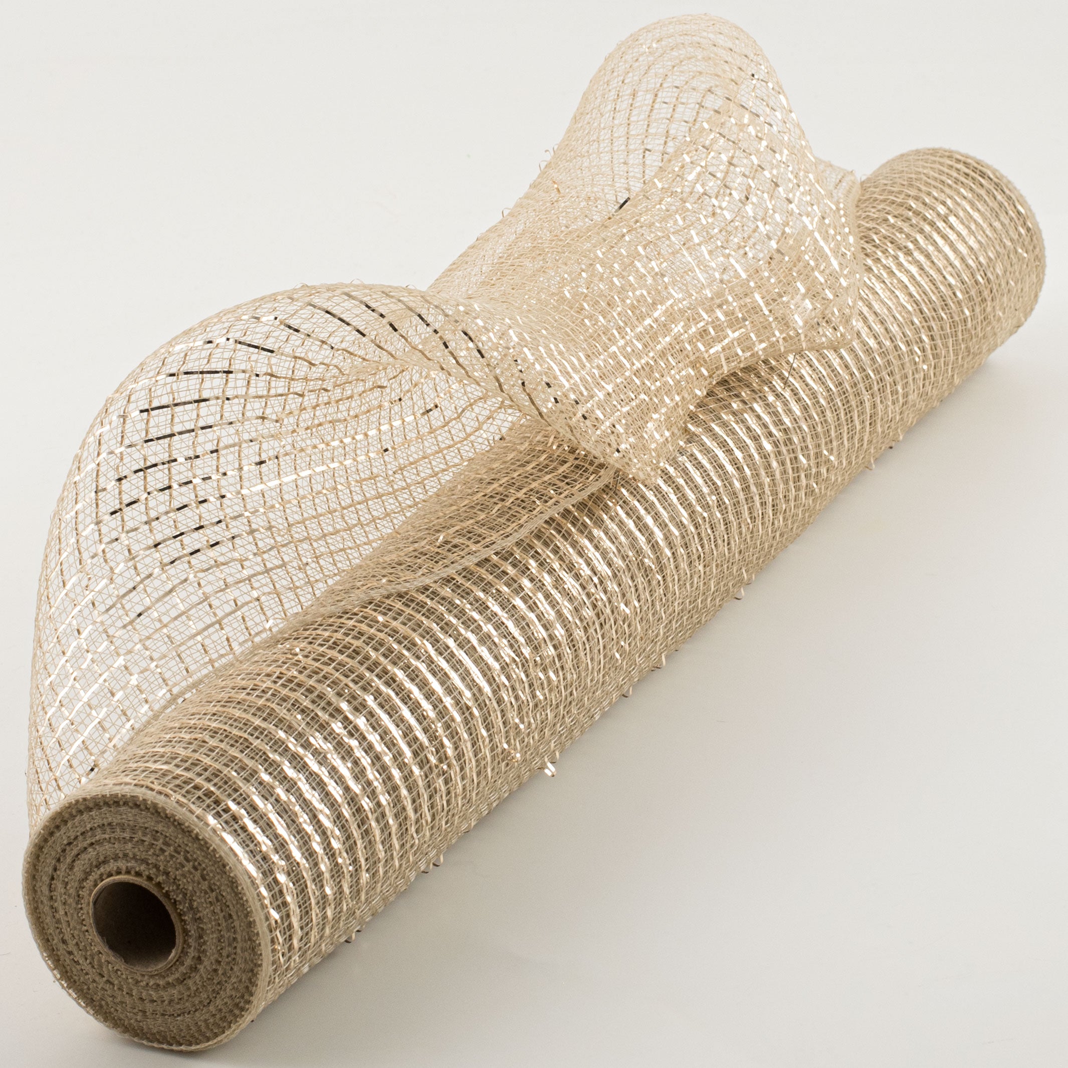 21" Poly Mesh Roll: Metallic Champagne Gold