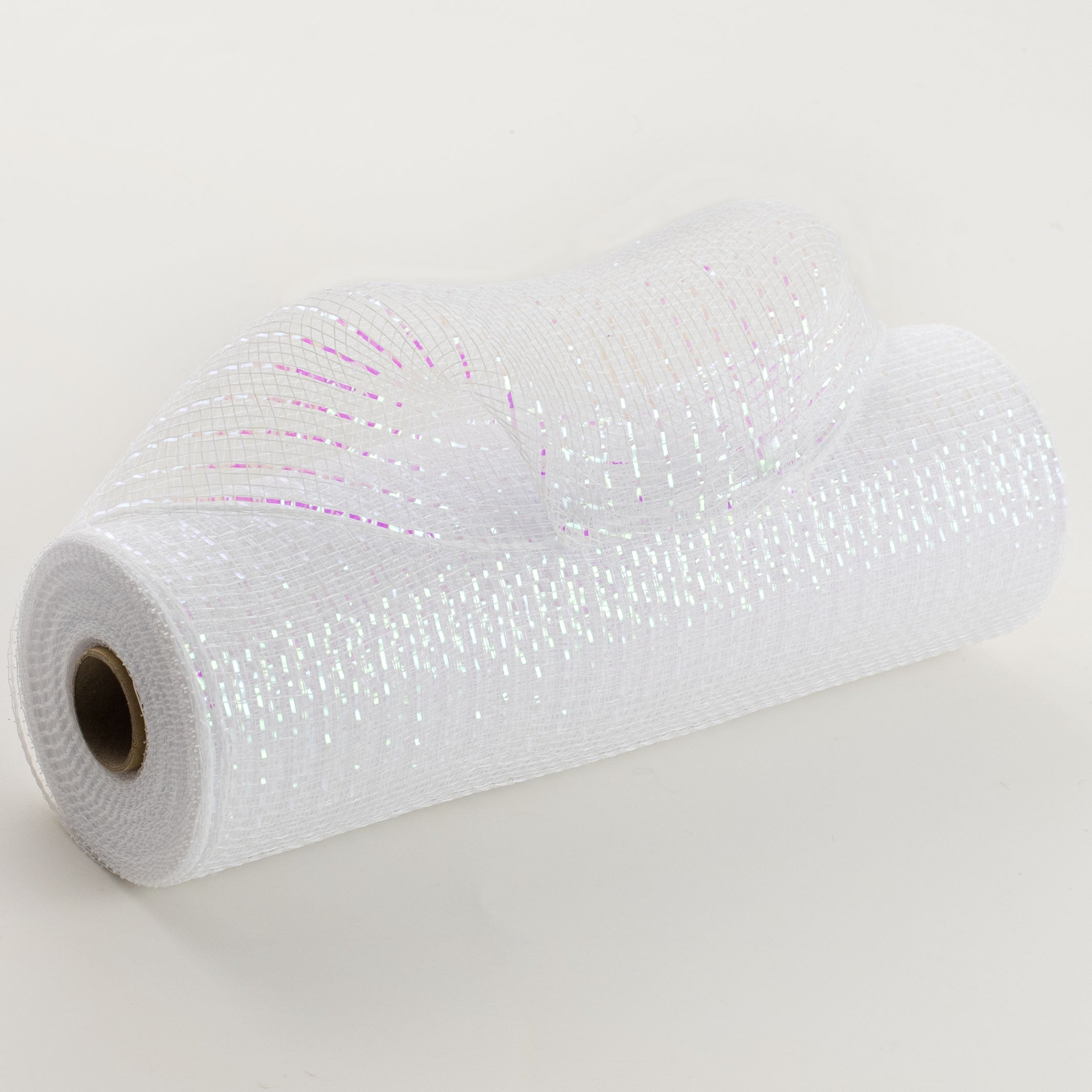 10" Poly Mesh Roll: Iridescent White Foil