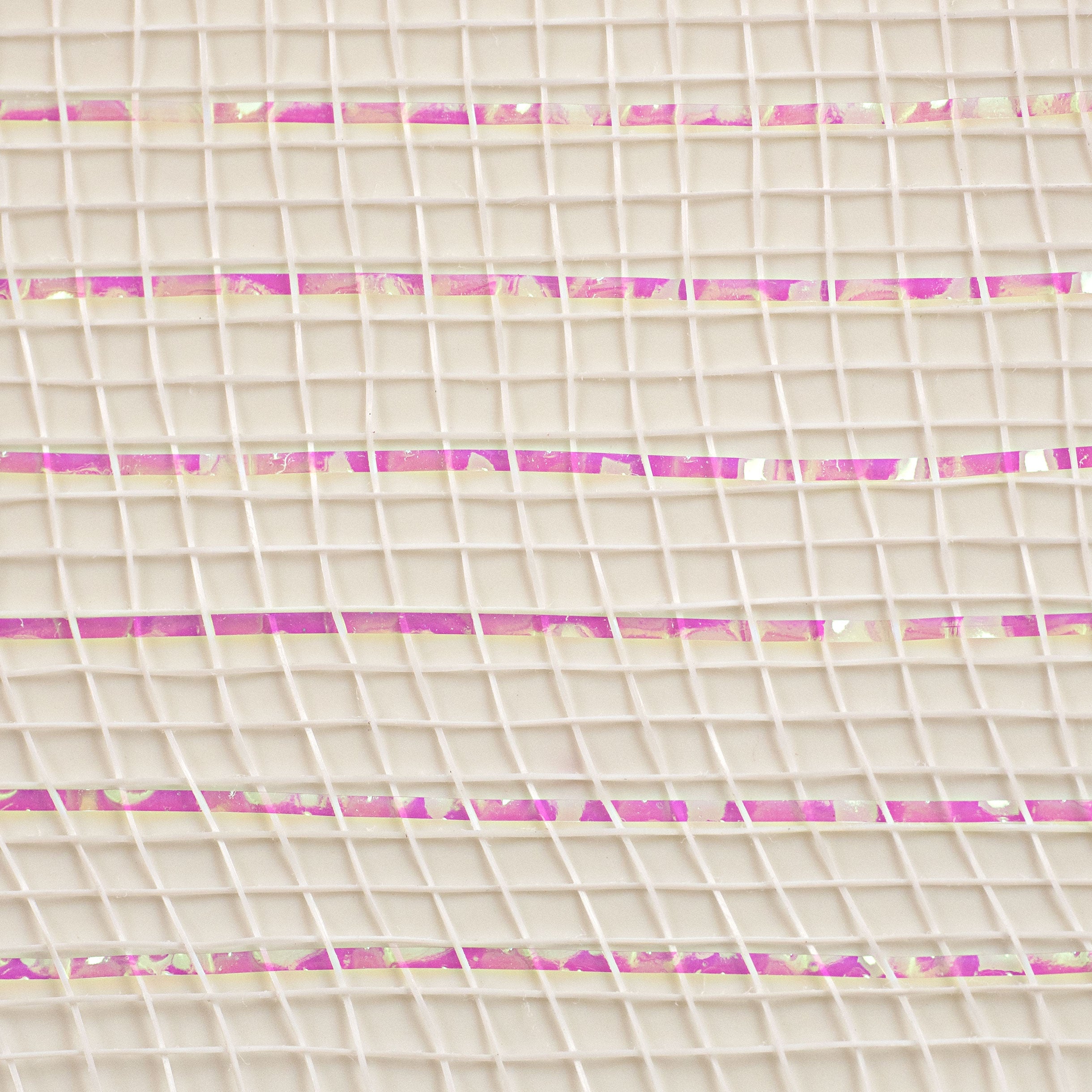 10" Poly Mesh Roll: Iridescent White Foil