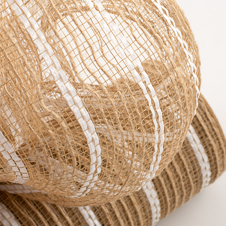 10" Burlap Stripe Mesh: White (10 Yards)