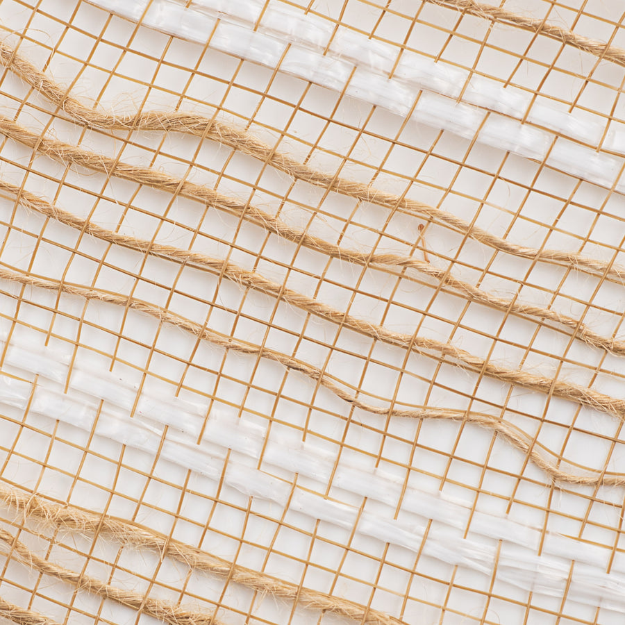 10" Burlap Stripe Mesh: White (10 Yards)