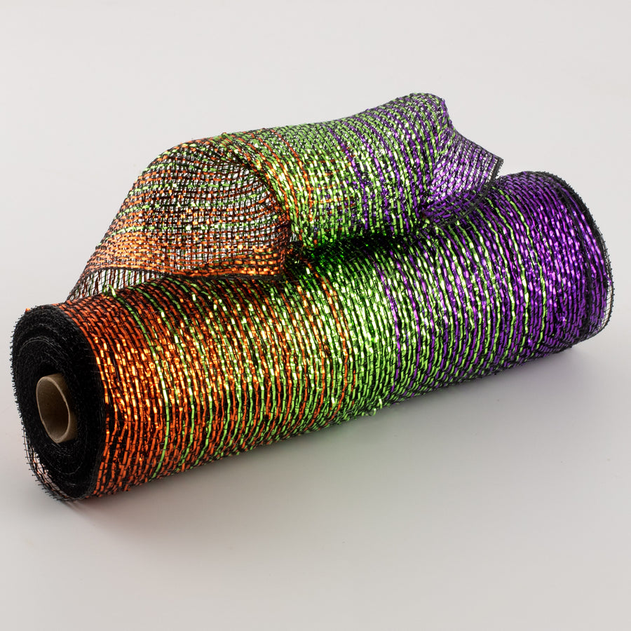 10" Poly Deco Mesh: Metallic Halloween Ombré