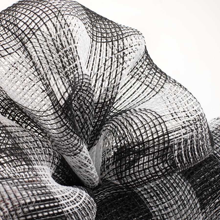 21" Fabric Mesh: Black & White Plaid