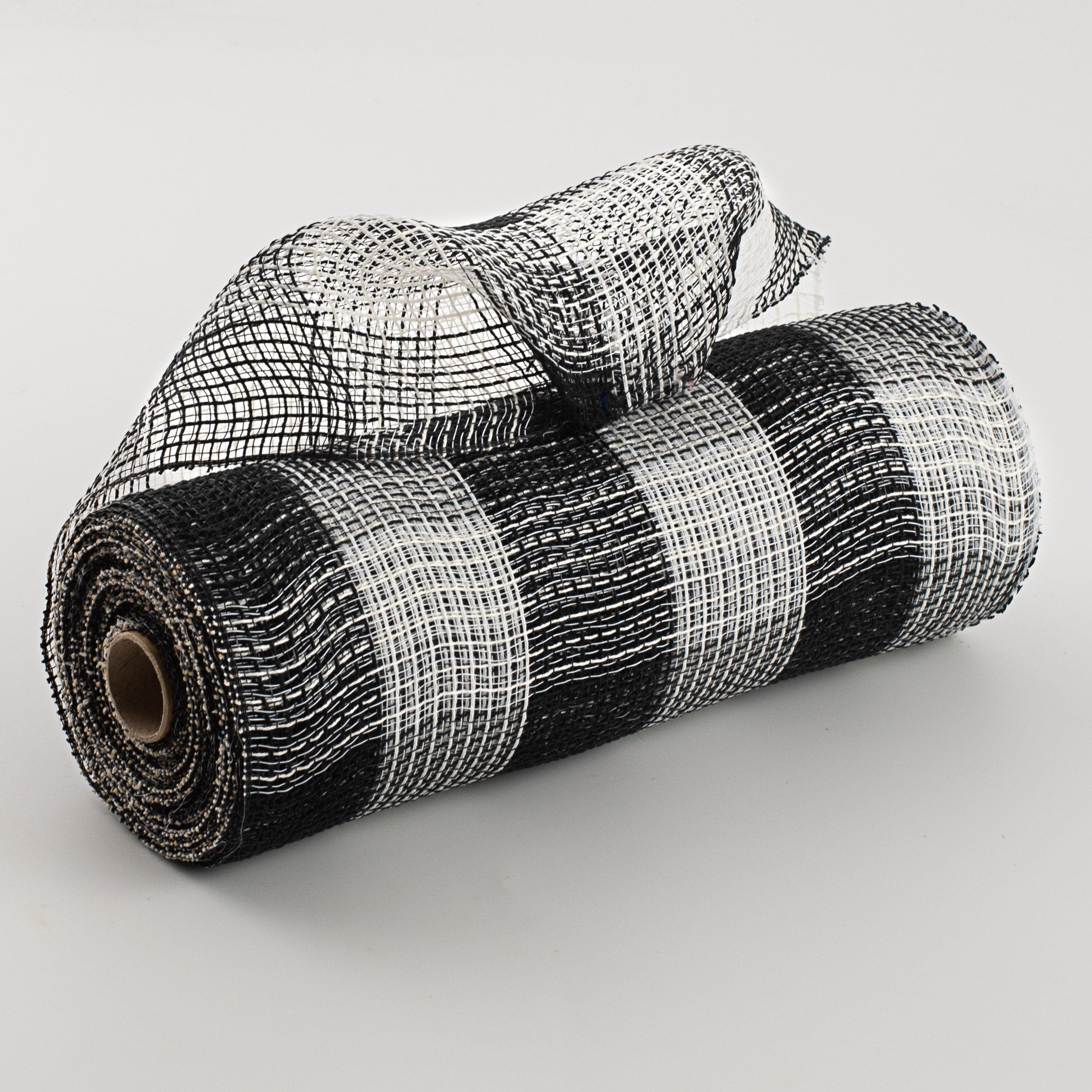 10" Fabric Mesh: Black & White Plaid