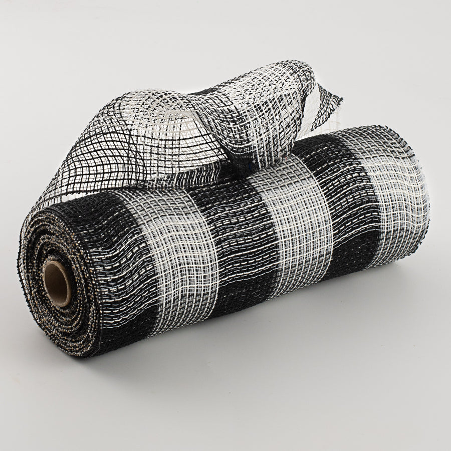 10" Fabric Mesh: Black & White Plaid