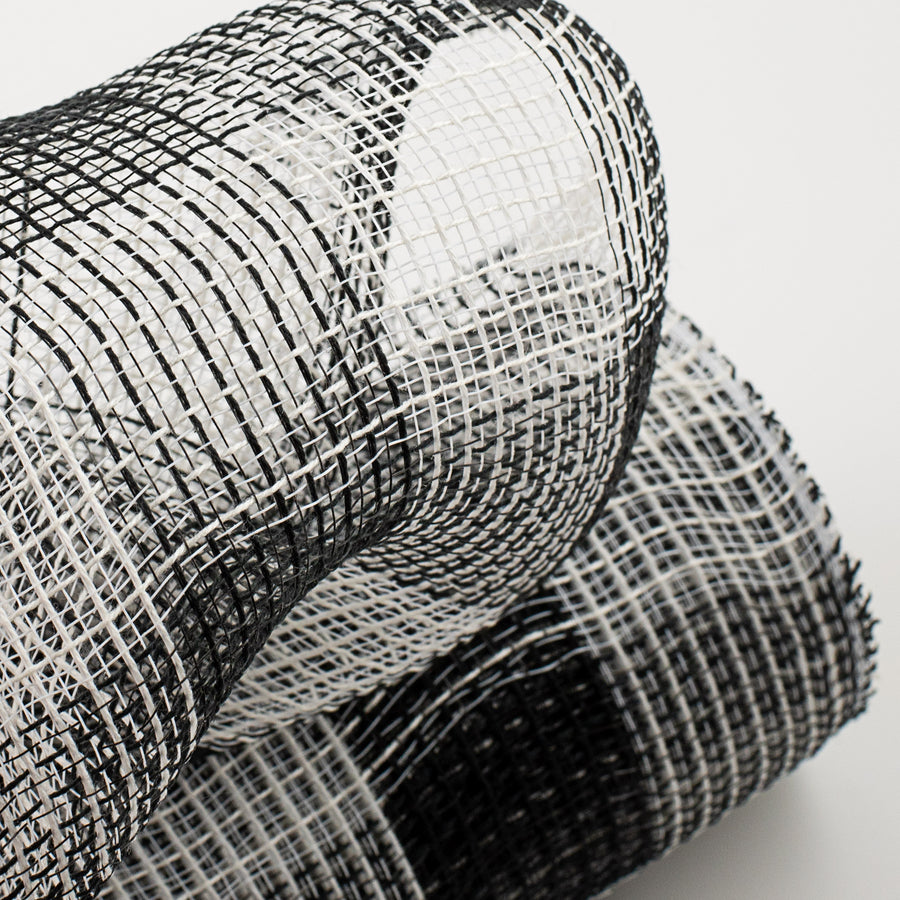 10" Fabric Mesh: Black & White Plaid