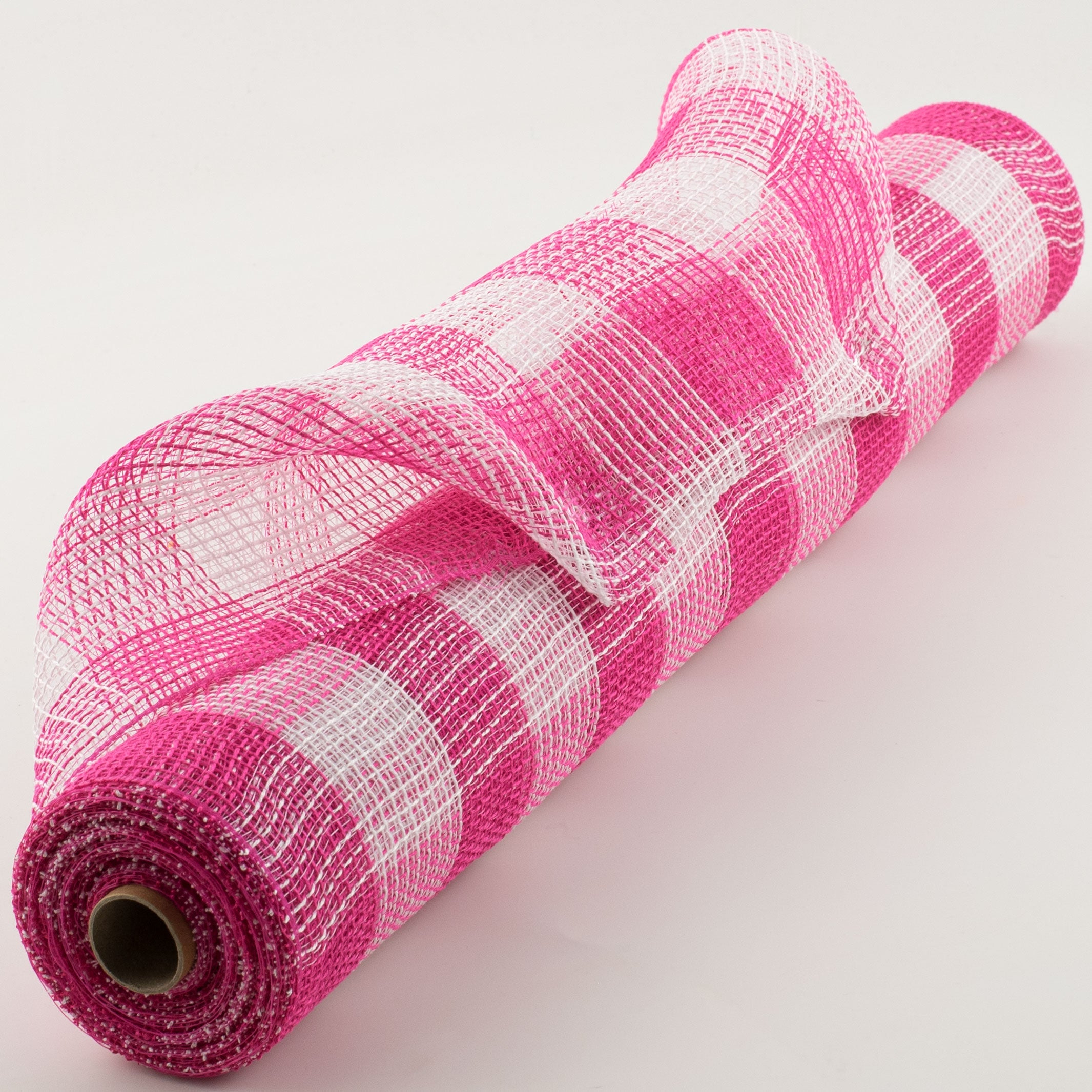 21" Fabric Mesh: Fuchsia White Plaid