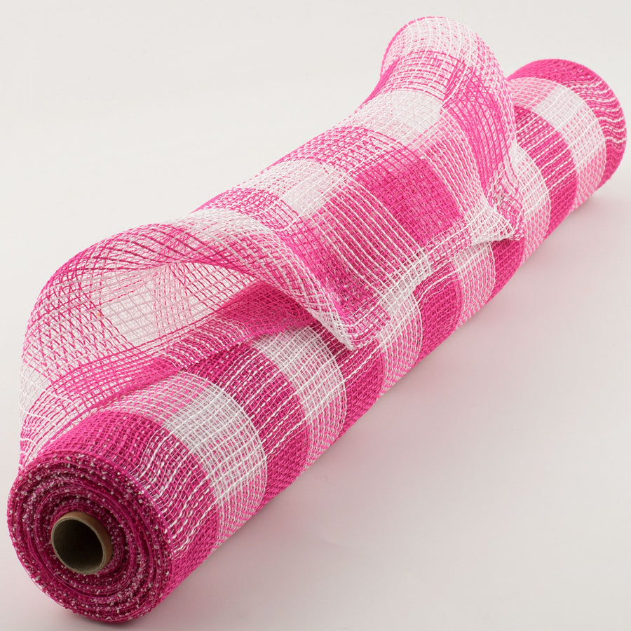 21" Fabric Mesh: Fuchsia White Plaid