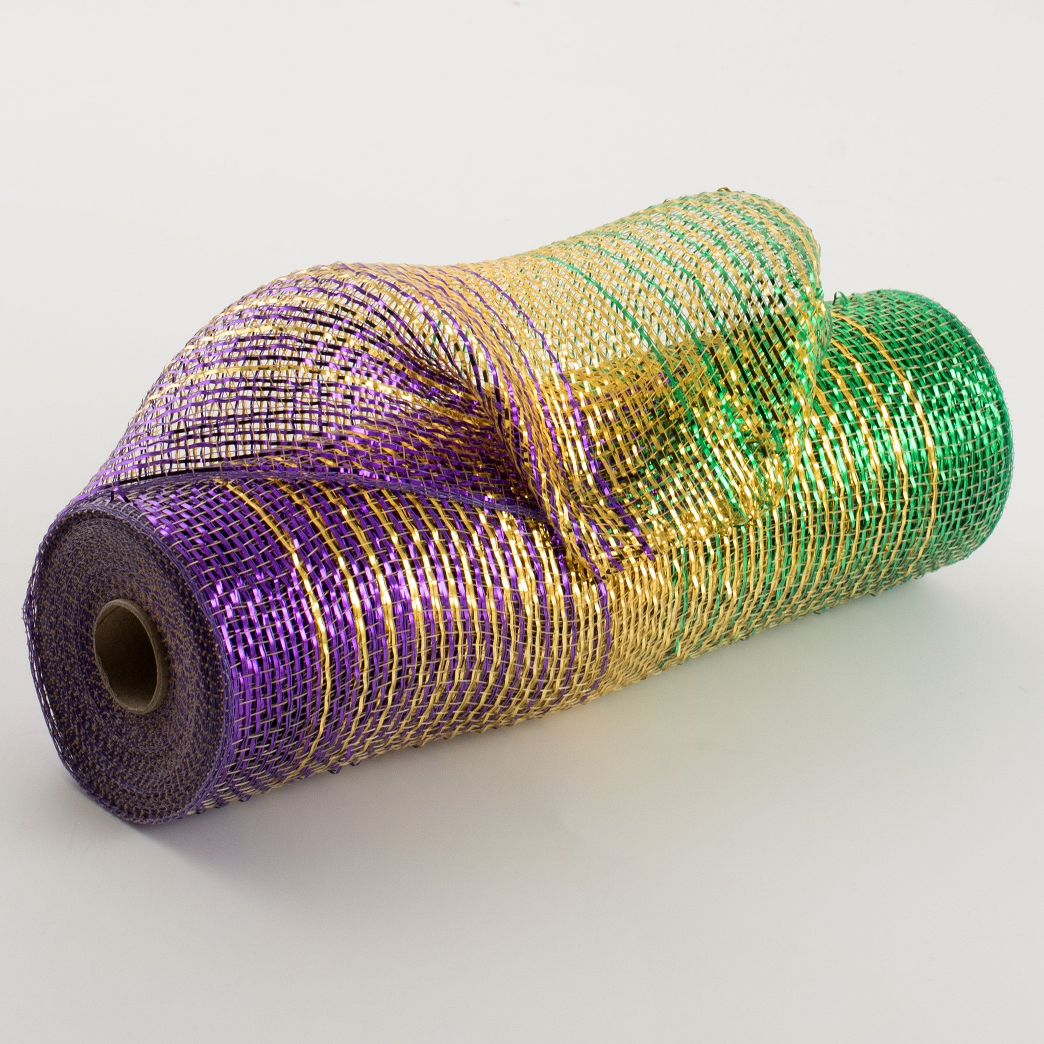10" Poly Deco Mesh: Metallic Mardi Gras Ombré