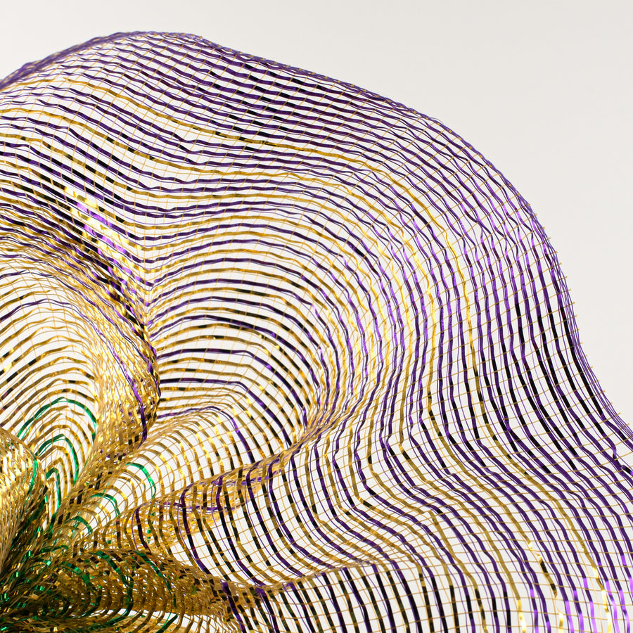 10" Poly Deco Mesh: Metallic Mardi Gras Ombré