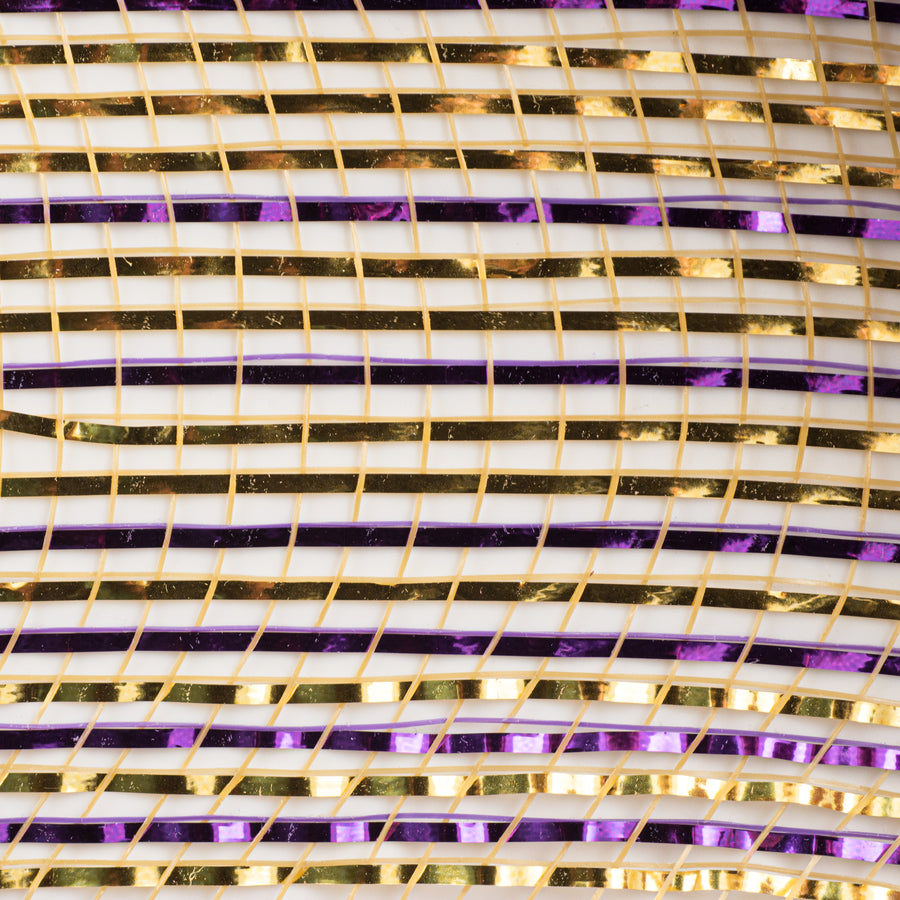 10" Poly Deco Mesh: Metallic Mardi Gras Ombré