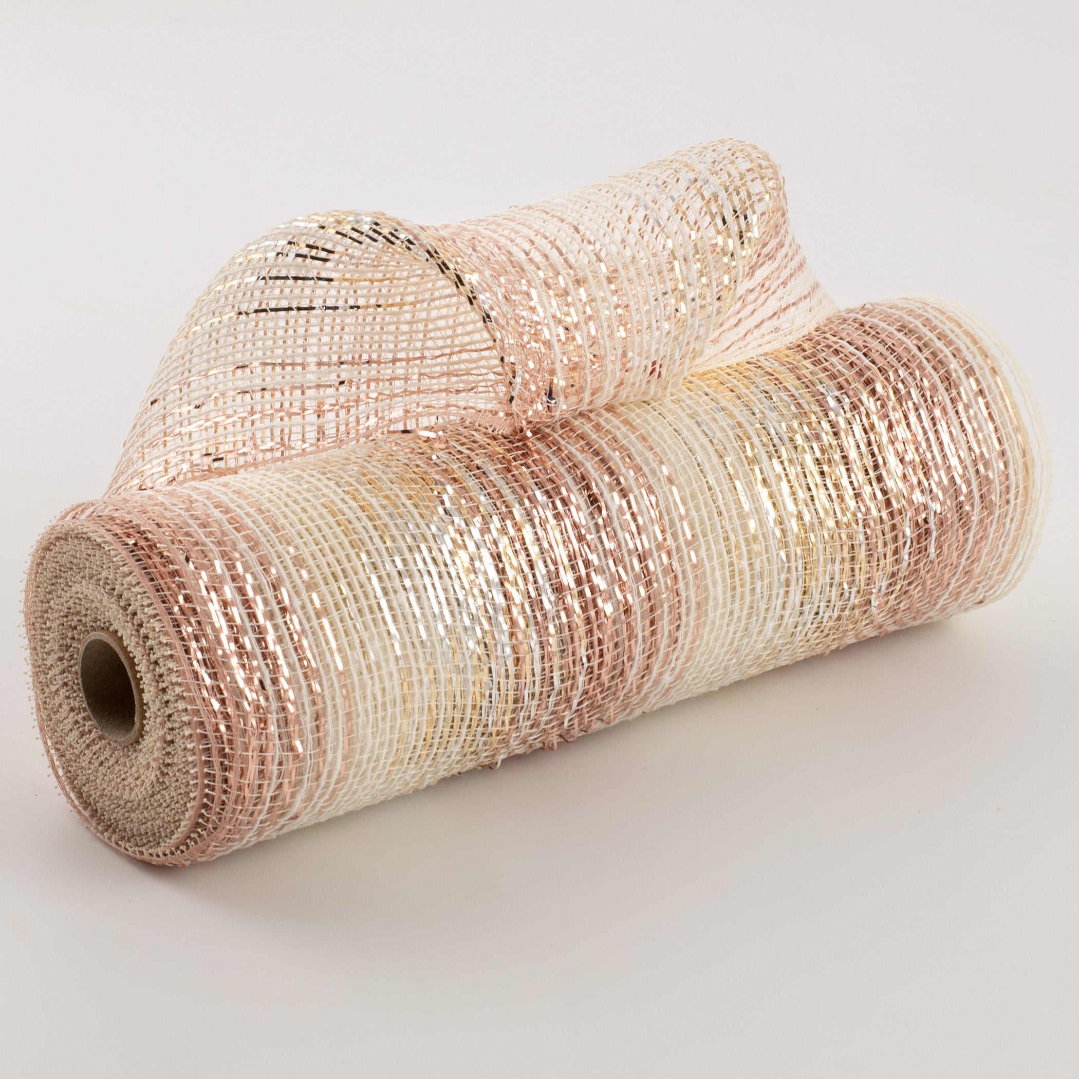 10" Burlap Deco Mesh: Cotton & Metallic Rose Gold Ombré