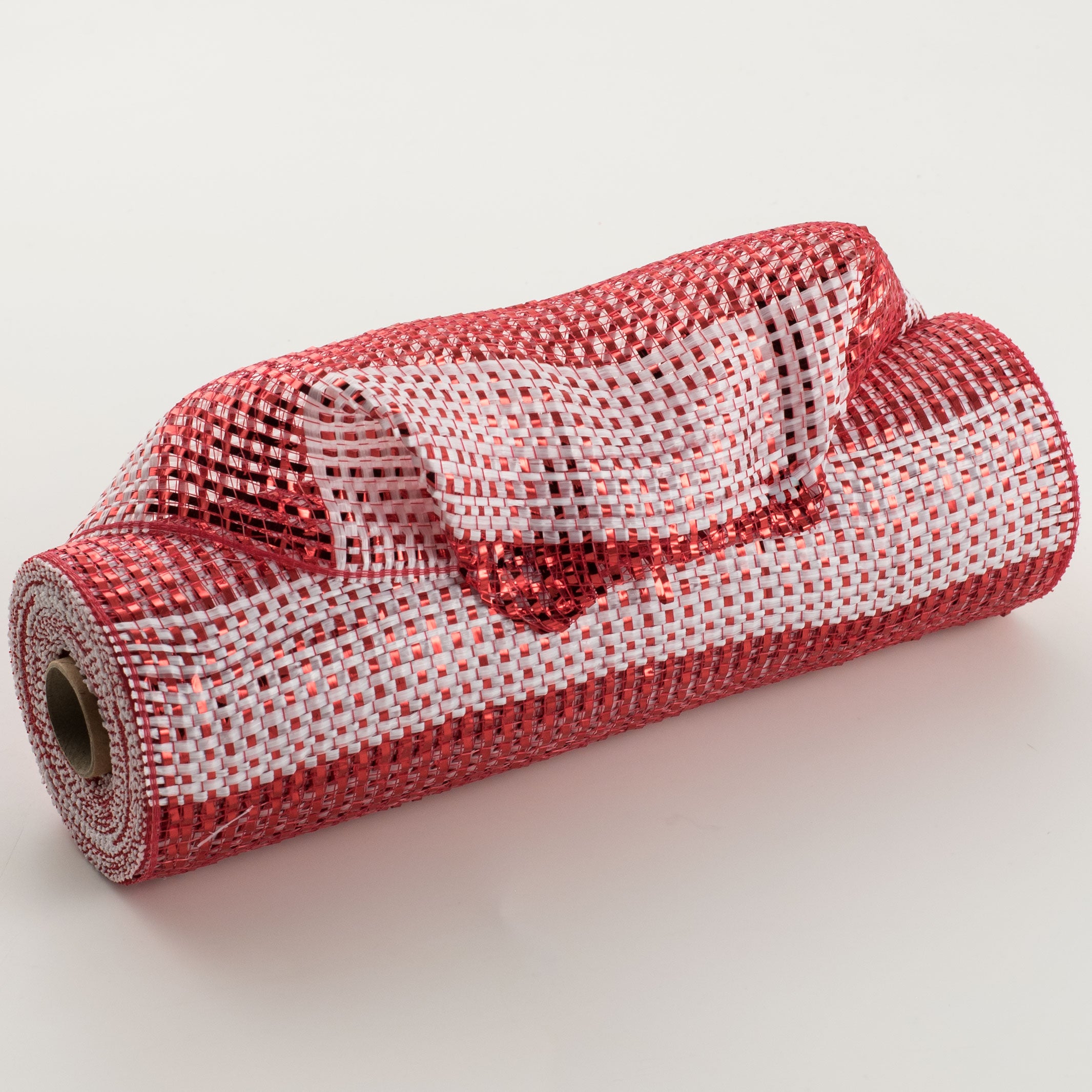 10" Poly Deco Mesh: Deluxe Wide Stripe Red/White