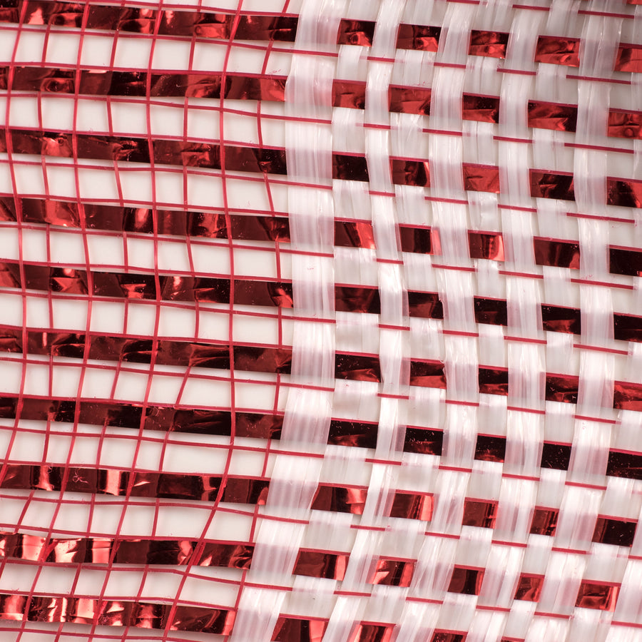 10" Poly Deco Mesh: Deluxe Wide Stripe Red/White