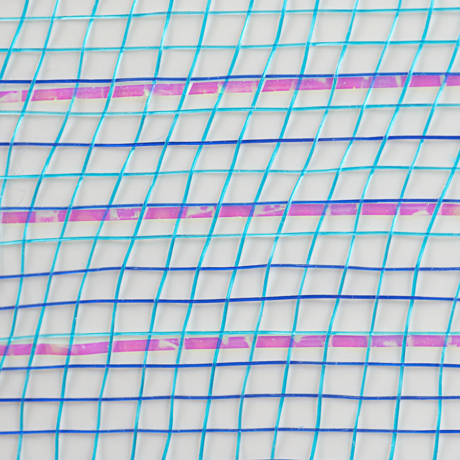 21" Poly Deco Mesh: Blue Iridescent Ombré