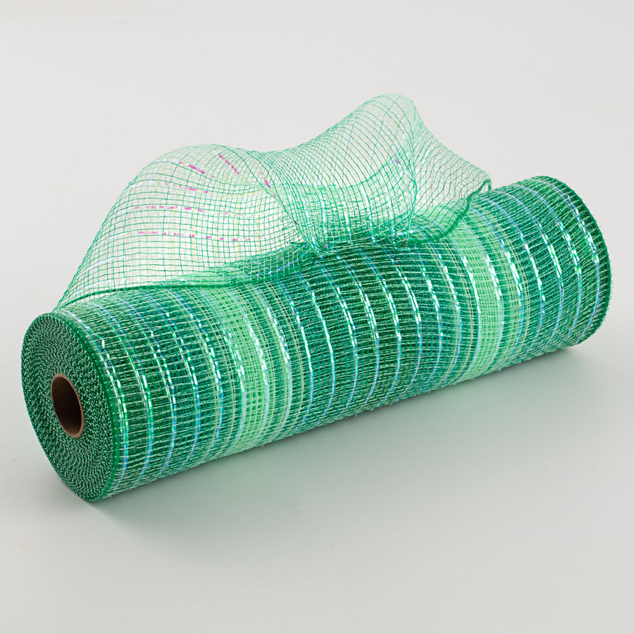 10" Poly Deco Mesh: Mint Green Iridescent Ombré