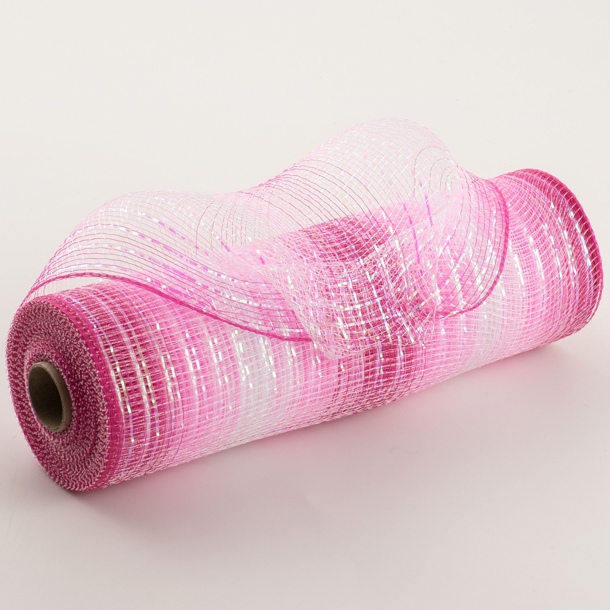 10" Poly Deco Mesh: Pink & White Iridescent Ombré