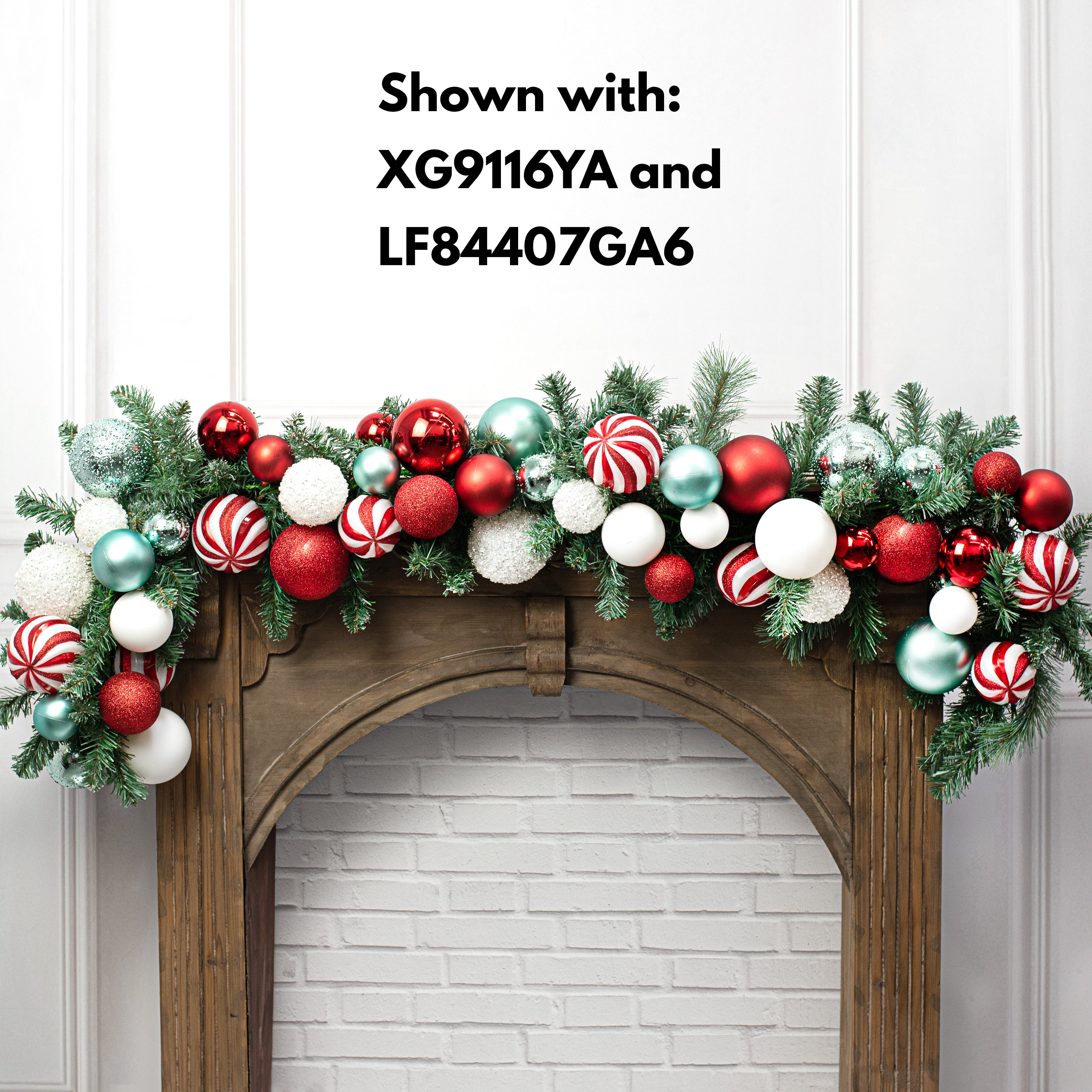 6' Effortless Ornament Garland: Red, White, Turquoise
