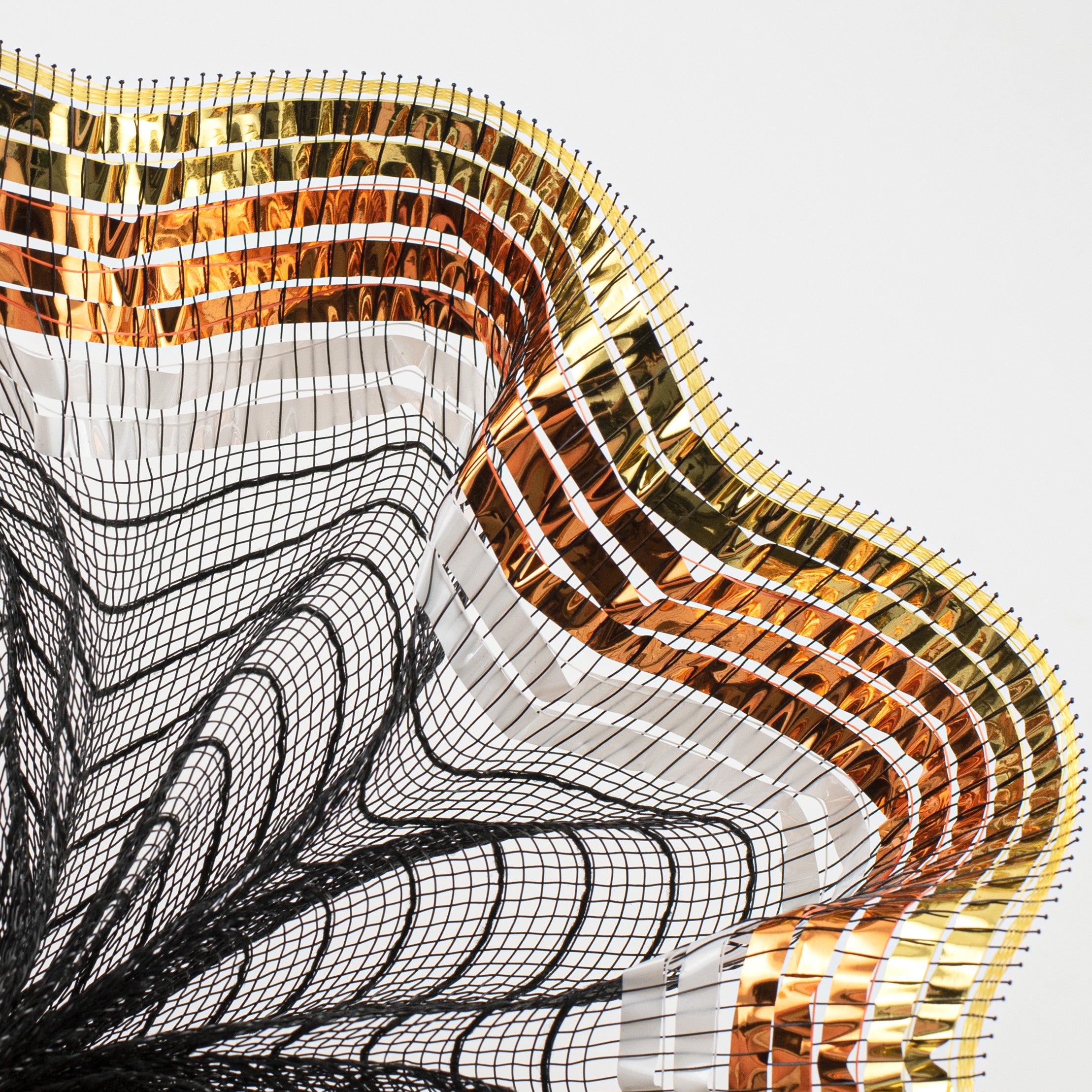 10" XL Wide Foil Border Stripe Mesh: Black, Gold, Orange, White Lifestyle Photo
