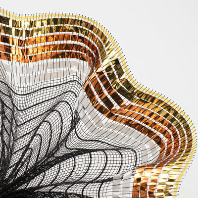 10" XL Wide Foil Border Stripe Mesh: Black, Gold, Orange, White Lifestyle Photo