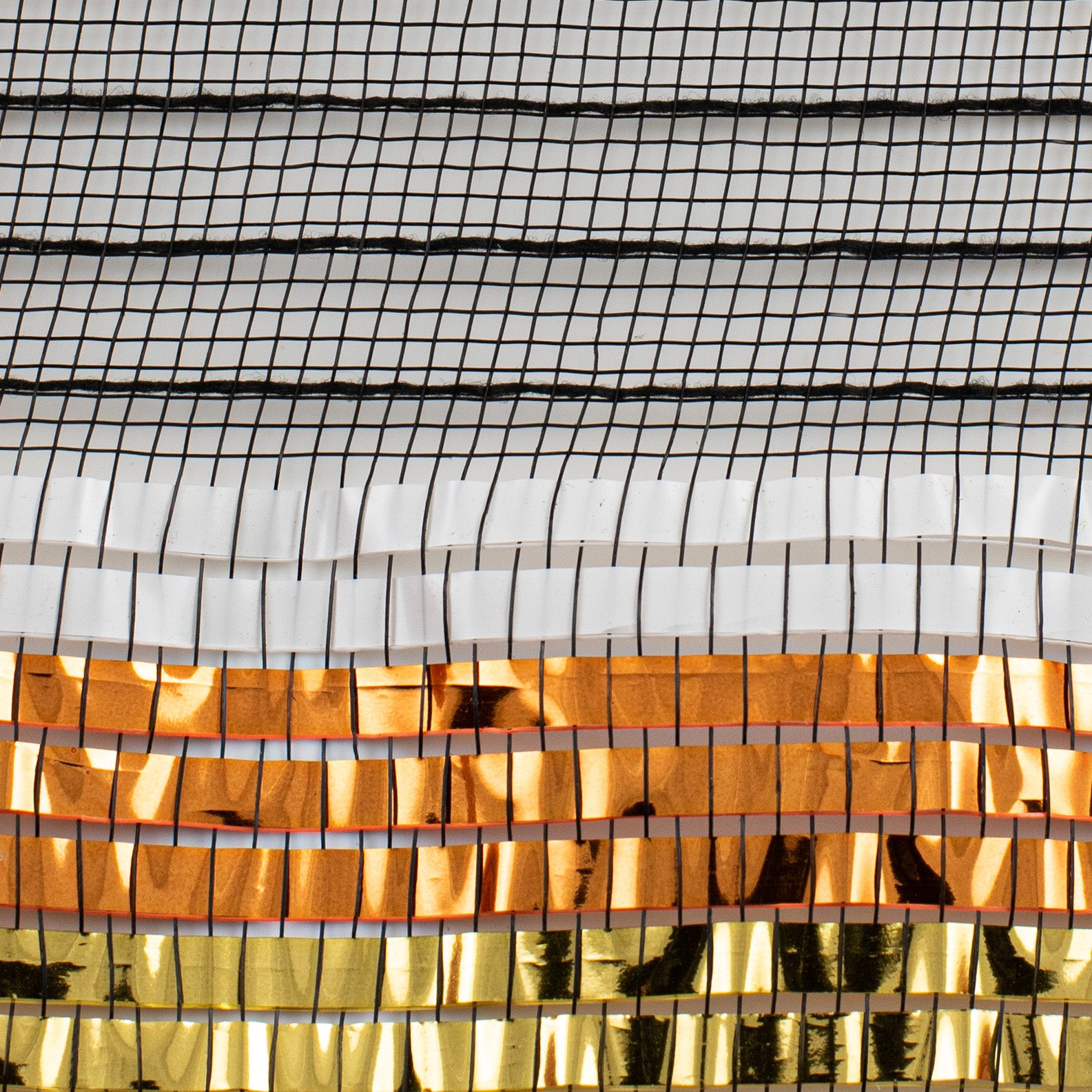 10" XL Wide Foil Border Stripe Mesh: Black, Gold, Orange, White detail photo 3