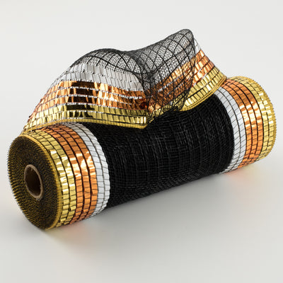 10" XL Wide Foil Border Stripe Mesh: Black, Gold, Orange, White Item Number: RY8037FW