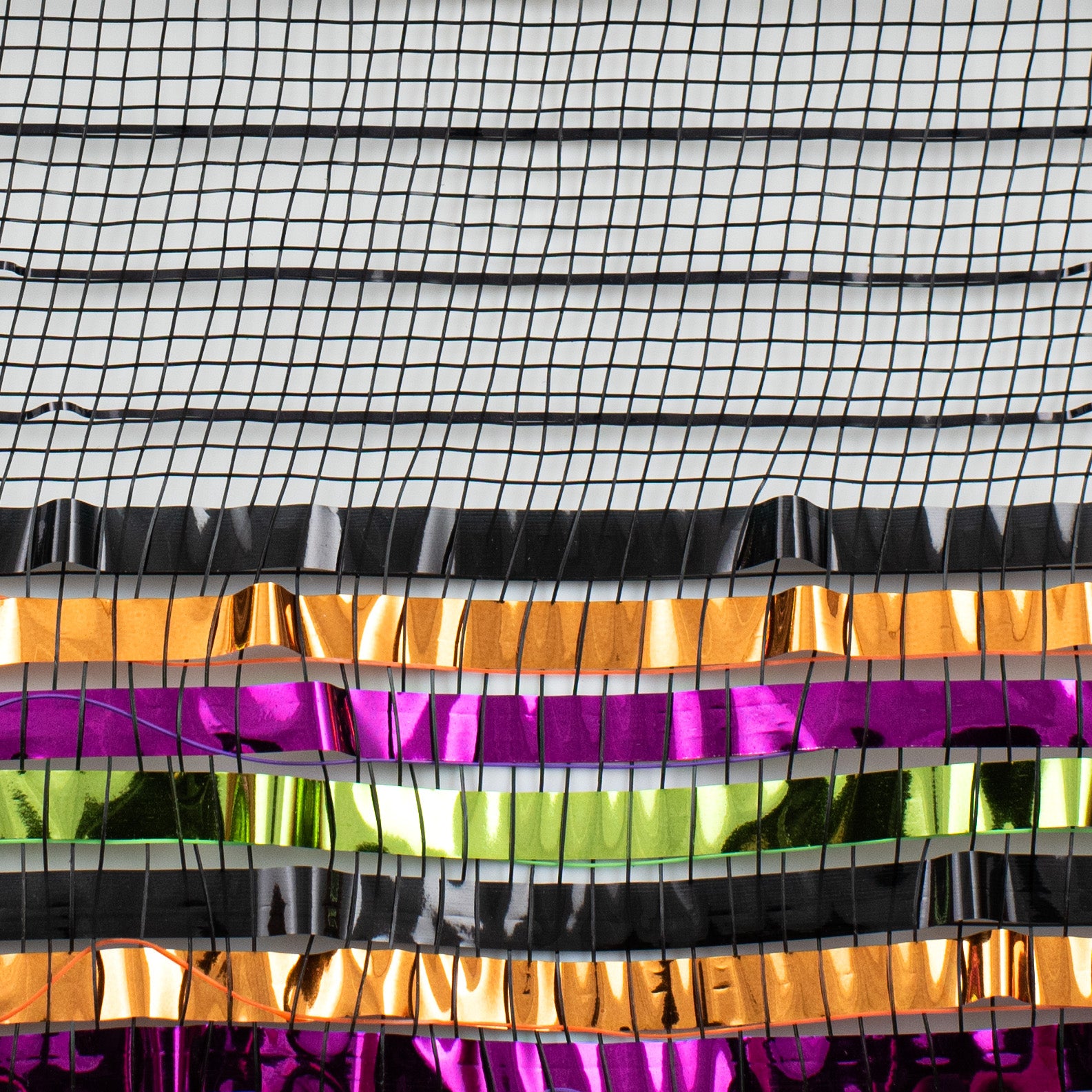 10" XL Wide Foil Border Stripe Mesh: Black, Orange, Purple, Lime detail photo 3