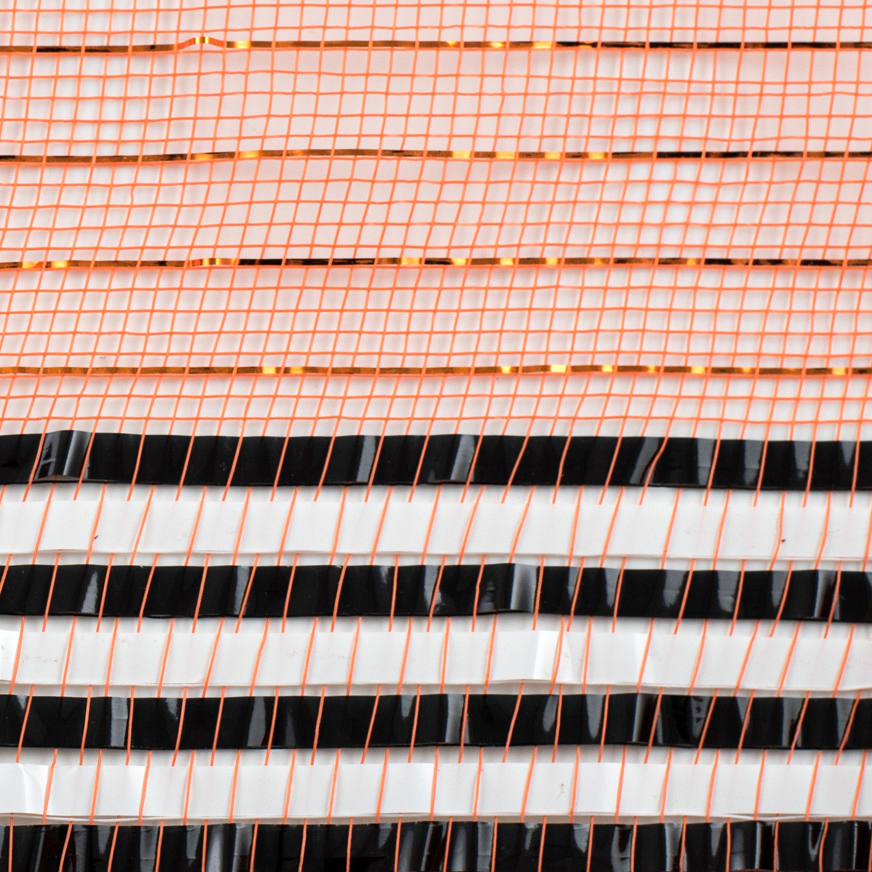 10" XL Wide Foil Border Stripe Mesh: Orange, Black, White detail photo 3