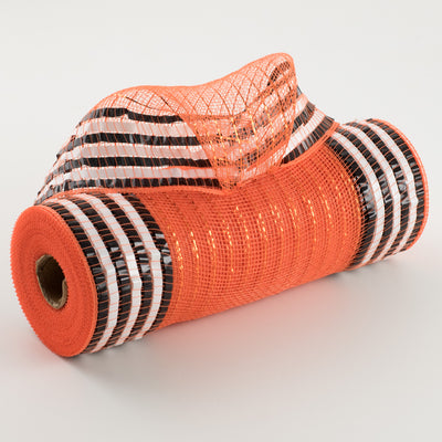 10" XL Wide Foil Border Stripe Mesh: Orange, Black, White Item Number: RY8515FN