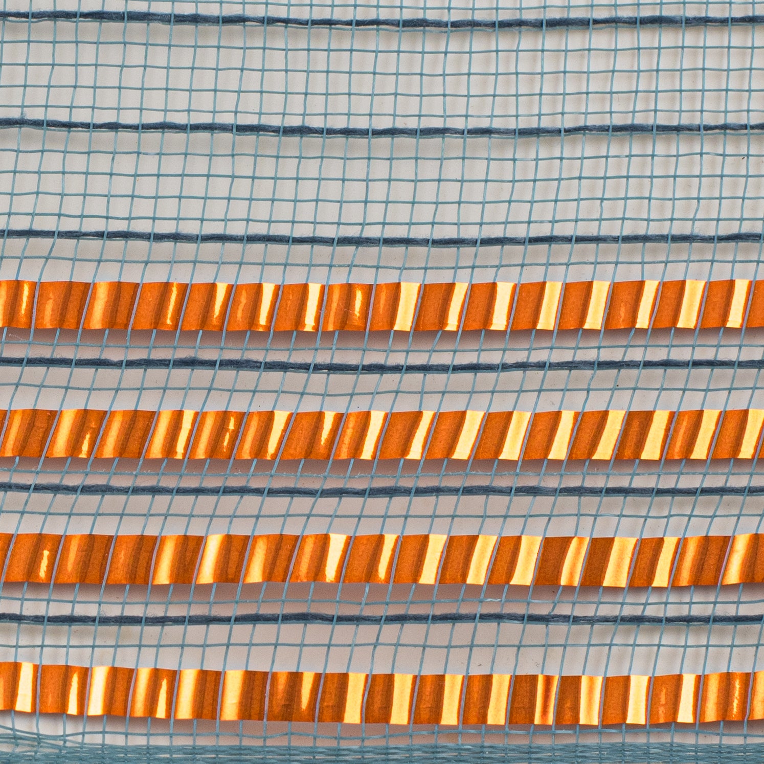 10" XL Wide Foil Border Stripe Mesh: Smoke Blue & Orange detail photo 3