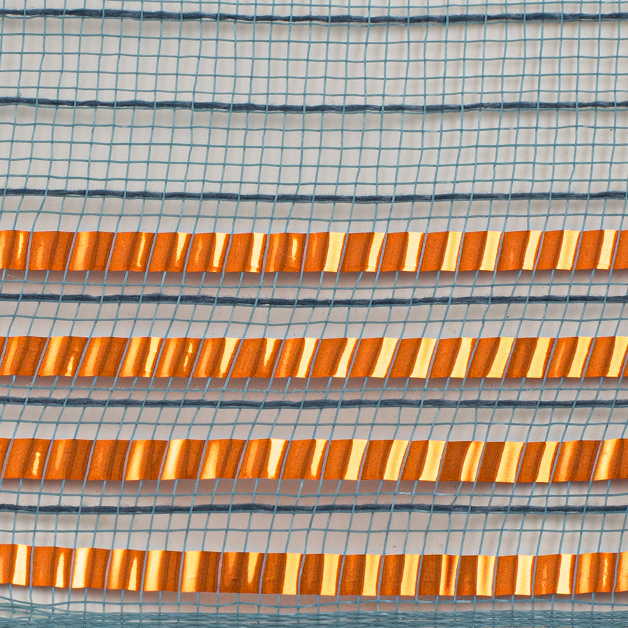 10" XL Wide Foil Border Stripe Mesh: Smoke Blue & Orange detail photo 3