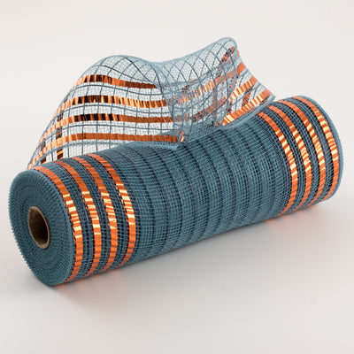 10" XL Wide Foil Border Stripe Mesh: Smoke Blue & Orange Item Number: RY8802FX